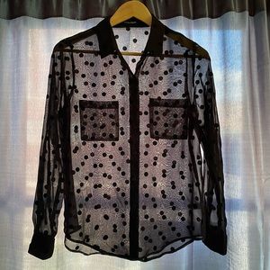 Sheer black polka dot blouse